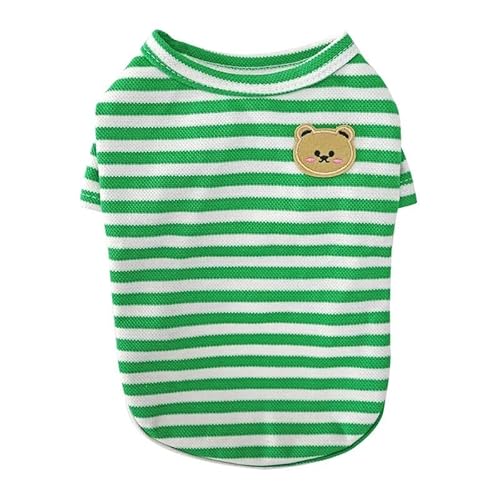 Haustierkleidung Sommer-Hundekleidung, Bärendruck, Streifen-T-Shirt, Hundekleidung, Katzen-dünne Hemden, Haustierkostüm(Green,L) von YATINGZHANG