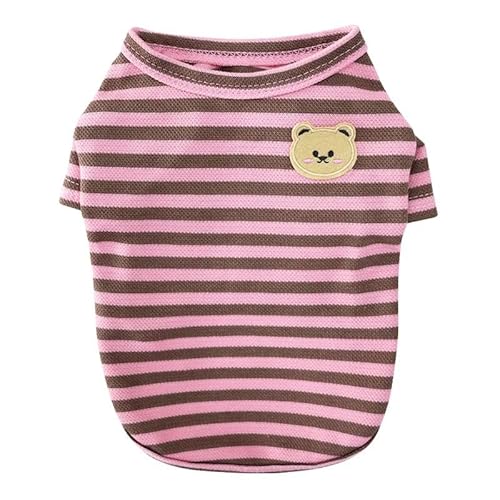 Haustierkleidung Sommer-Hundekleidung, Bärendruck, Streifen-T-Shirt, Hundekleidung, Katzen-dünne Hemden, Haustierkostüm(Pink,XL) von YATINGZHANG