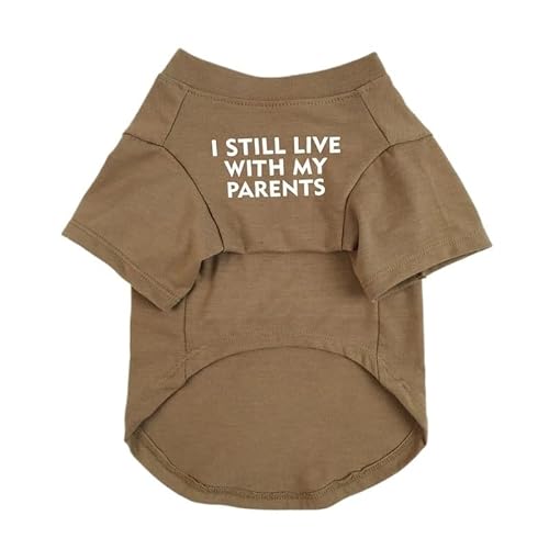 Haustierkleidung T-Shirt mit Buchstabendruck, gemütliche Baumwolle, Hundekleidung, Katzenkleidung(Khaki,M) von YATINGZHANG