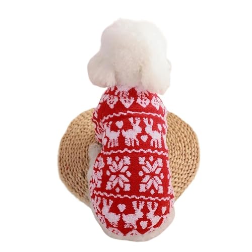 Haustierkleidung Weihnachts-Hundekleidung, weiche Haustierkleidung for kleine Hunde, Katzen, Weihnachtsweste, Hemd, Welpen-Hundekostüm(Red,2XL) von YATINGZHANG