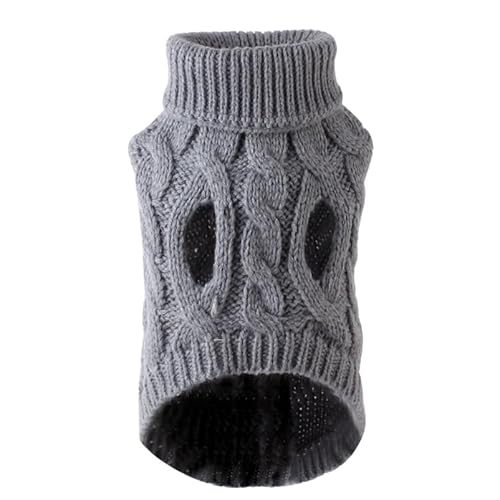 Haustierkleidung Welpen-Hundepullover for kleine und mittelgroße Hunde, Winterkleidung, Warmer Rollkragenpullover for Haustiere(Gray,S) von YATINGZHANG