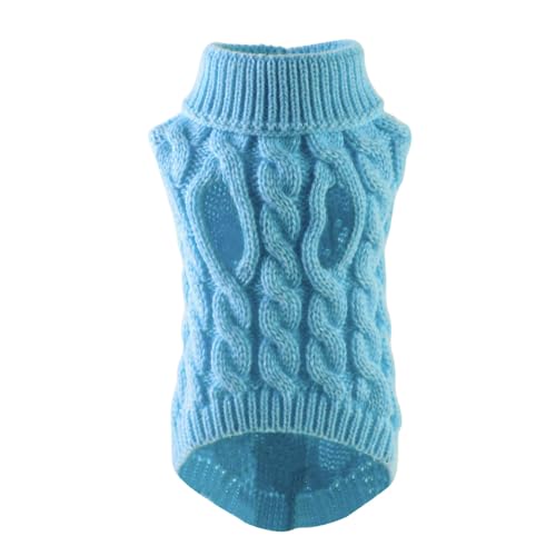 Haustierkleidung Welpen-Hundepullover for kleine und mittelgroße Hunde, Winterkleidung, Warmer Rollkragenpullover for Haustiere(Light Blue,L) von YATINGZHANG