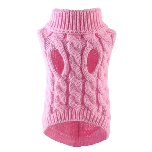 Haustierkleidung Welpen-Hundepullover for kleine und mittelgroße Hunde, Winterkleidung, Warmer Rollkragenpullover for Haustiere(Light Pink,XL) von YATINGZHANG