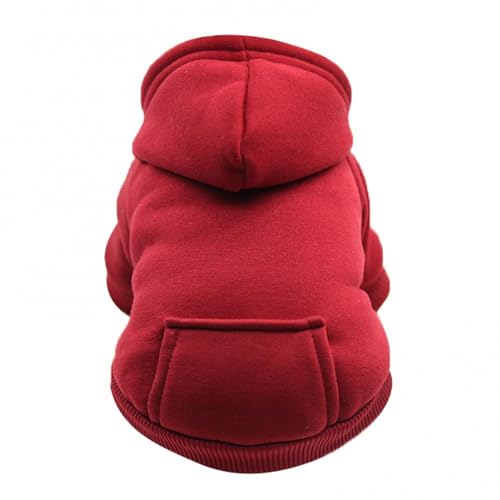 Haustierkleidung Welpenjacke, Haustier-Kapuzenpullover, Herbst-Winter-Kapuzenpullover, Sweatshirt, Haustierkostüm, Hundekleidung(Wine Red,S) von YATINGZHANG