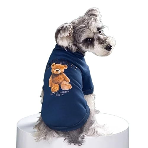 Haustierkleidung Winter Hunde Kleidung Welpen Warm Pullover Sweatshirt Bär Muster Haustier for Kleine Mittelgroße(Dark Blue,XS) von YATINGZHANG