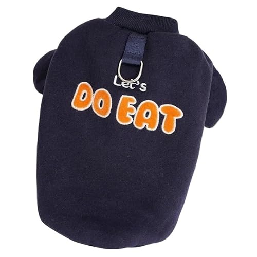 Haustierkleidung Winter Warme Haustier Hund Kleidung Brief Drucken Hoodies Weiche Welpen Kostüm Mode Katze Sweatshirt Pet(Dark Blue,M) von YATINGZHANG