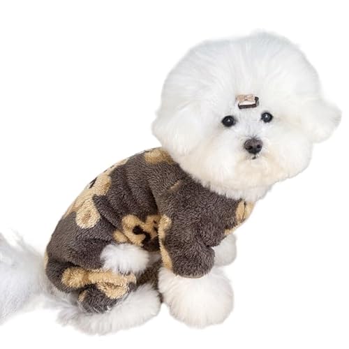 Haustierkleidung Winter Warme Hund Overall Haustier Kleidung for Kleine Hunde Herbst Vier Beine Pyjamas Plüsch Mantel Kostüme(Brown,L) von YATINGZHANG