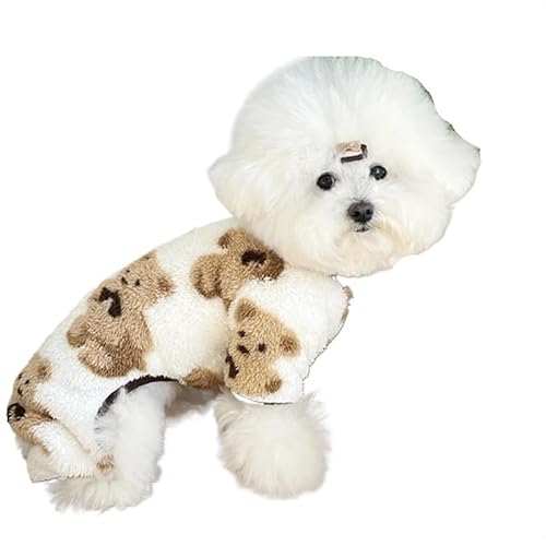 Haustierkleidung Winter Warme Hund Overall Haustier Kleidung for Kleine Hunde Herbst Vier Beine Pyjamas Plüsch Mantel Kostüme(White,XL) von YATINGZHANG