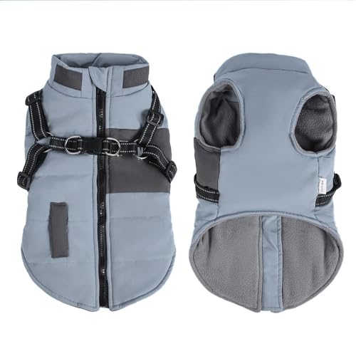 Haustierkleidung wasserdichte Hundekleidung Winter Warme Haustier-Hundeweste-Jackenmantel mit reflektierendem Gürtel for kleine, mittelgroße und große Hunde(Blue,2XL) von YATINGZHANG