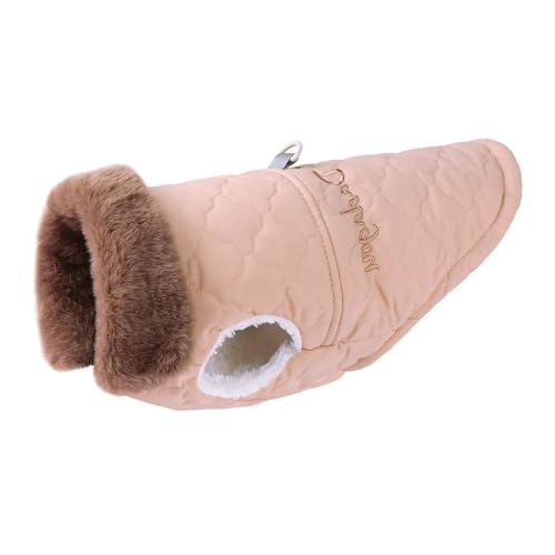 Haustierkleidung wasserdichte Winter-Haustierjacke, Kleidung, super warm, for kleine Hunde, mit Fellkragen, Baumwolle(Pink,L) von YATINGZHANG