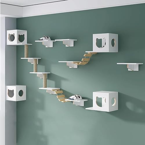 Wandmontiertes Katzen-Klettergerüst, Massivholz-Katzen-Wandmöbel-Set, Katzenregale und Sitzstangen für die Wand, platzsparende DIY-Katzen-Kletterwand zum Klettern, Schlafen und Spielen, Set Wandmontiertes Katzen-Klettergerüst, Massivholz-Katzen-Wandmöbel-Set, Katzenregale und Sitzstangen für die Wand, platzsparende DIY-Katzen-Kletterwand zum Klettern, Schlafen und Spielen, Set von YATINMEM