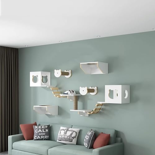 Wandmontiertes Katzen-Klettergerüst, Massivholz-Katzen-Wandmöbel-Set, Katzenregale und Sitzstangen für die Wand, platzsparende DIY-Katzen-Kletterwand zum Klettern, Schlafen und Spielen, Set Wandmontiertes Katzen-Klettergerüst, Massivholz-Katzen-Wandmöbel-Set, Katzenregale und Sitzstangen für die Wand, platzsparende DIY-Katzen-Kletterwand zum Klettern, Schlafen und Spielen, Set von YATINMEM