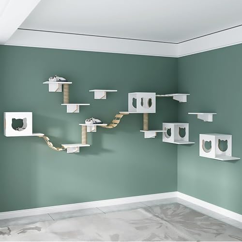 Wandmontiertes Katzen-Klettergerüst, Massivholz-Katzen-Wandmöbel-Set, Katzenregale und Sitzstangen für die Wand, platzsparende DIY-Katzen-Kletterwand zum Klettern, Schlafen und Spielen, Set Wandmontiertes Katzen-Klettergerüst, Massivholz-Katzen-Wandmöbel-Set, Katzenregale und Sitzstangen für die Wand, platzsparende DIY-Katzen-Kletterwand zum Klettern, Schlafen und Spielen, Set von YATINMEM