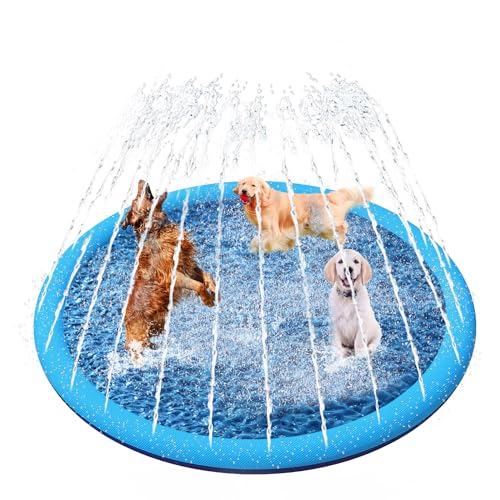 YAUNGEL Spritzschutz für Hunde, 69 Zoll, Rutschfester Sprinkler für 0,55 mm Dick, Langlebig und Faltbar, Aufblasbares Sommer-Wasserspielzeug für Hunde im Freien von YAUNGEL