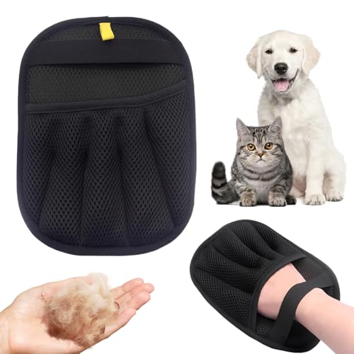 YAUNJI Tierhaarentferner-Handschuhe für Katzen und Hunde, elektrostatische Handschuhe, Tierhaare zur Haarentfernung, wiederverwendbare Haustierpflege-Handschuhe für Couch, Möbel, Teppich, Autositz (1 von YAUNJI