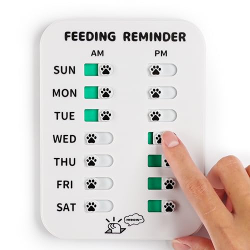 YAUYIK Fütterungserinnerung für Hunde Katzen – Magnetischer Erinnerungsaufkleber – AM/PM tägliche Anzeige zur Verfolgung und Verhinderung von Über- oder Unterfütterung von Haustieren (weiß) von YAUYIK