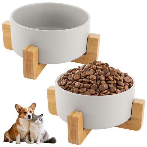 YAYODS 2 Stück 850ml Hundenapf Keramik Groß - Futternapf Hund Erhöht - Hunde Napfset - Hundenäpfe - Napf Hund - Dog Bowl - Hundeschüssel mit Hundenapf Ständer für Katzen und Hunde von YAYODS