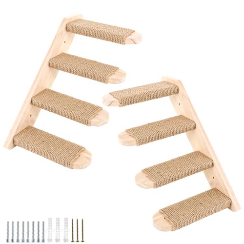 YAYODS 2 Stück Kletterwand Katzen Wandelemente - 40x20CM Katzentreppe Wand aus Massives Gummiholz, Katzenleiter mit Juteseil - Katzenkletterwand für Katzen bis 15 kg, Katzen Wand Klettern für Klettern YAYODS 2 Stück Kletterwand Katzen Wandelemente - 40x20CM Katzentreppe Wand aus Massives Gummiholz, Katzenleiter mit Juteseil - Katzenkletterwand für Katzen bis 15 kg, Katzen Wand Klettern für Klettern von YAYODS