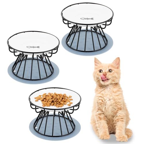 YAYODS 3 Stück Katzennapf Keramik - Katzennapf Erhöht mit Napfunterlage Silikon - Erhöhter Katzennapf - Futternapf Katze Erhöht - Katzennäpfe Mit Metallständer - Napferhöhung Katzen, Spülmaschinenfest YAYODS 3 Stück Katzennapf Keramik - Katzennapf Erhöht mit Napfunterlage Silikon - Erhöhter Katzennapf - Futternapf Katze Erhöht - Katzennäpfe Mit Metallständer - Napferhöhung Katzen, Spülmaschinenfest von YAYODS
