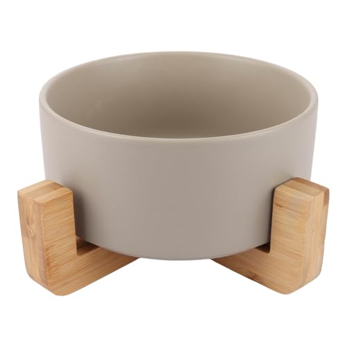 YAYODS Futternapf Katzennapf 850ml - Hundenapferhöht mit Bambusboden - Fressnapf Hund Keramik - Keramik Napf Hund Hundenapf - Spülmaschinenfest für Katzen und Hunde (Grau) von YAYODS
