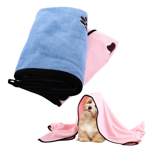 YAYODS Hundehandtücher zum Trocknen von Hunden, 50 x 100 cm, Mikrofaser, schnell trocknend, saugfähig, maschinenwaschbar, Rosa, Blau, 4 Stück YAYODS Hundehandtücher zum Trocknen von Hunden, 50 x 100 cm, Mikrofaser, schnell trocknend, saugfähig, maschinenwaschbar, Rosa, Blau, 4 Stück von YAYODS