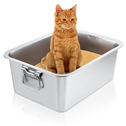 YAYODS Katzentoilette aus Edelstahl mit Griff, Metall-Katzentoiletten für Katzen, Kaninchen, nimmt keine Gerüche an, antihaftbeschichtete Oberfläche, 40 x 30 x 15 cm YAYODS Katzentoilette aus Edelstahl mit Griff, Metall-Katzentoiletten für Katzen, Kaninchen, nimmt keine Gerüche an, antihaftbeschichtete Oberfläche, 40 x 30 x 15 cm von YAYODS