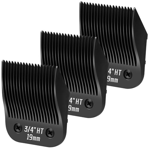 YAZIYIR 3 Stück 3/4HT abnehmbare Hundepflege-Stahlklingen, kompatibel mit Andis, Oster A5, Wahl KM-10 Serie, Schnittlänge 19 mm (schwarz) von YAZIYIR