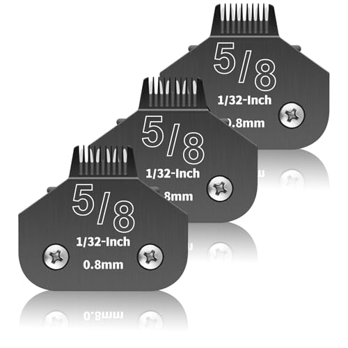 YAZIYIR 3 Stück 5/8N abnehmbare Hundepflege-Stahlklingen, kompatibel mit Andis, Oster A5, Wahl KM-10 Serie, Schnittlänge 0,8 mm (1/32 Zoll), Schwarz von YAZIYIR