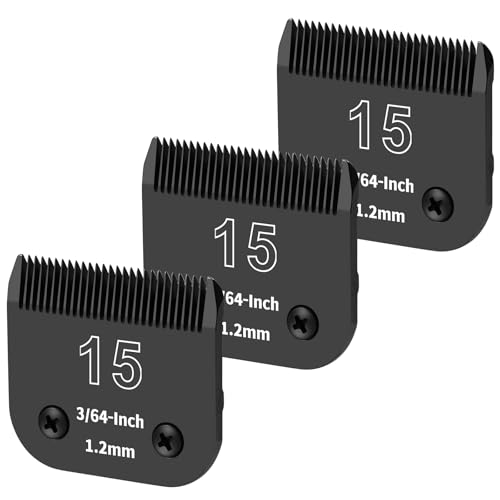 YAZIYIR Abnehmbare Hundepflege-Klingen aus Stahl, kompatibel mit Andis, Oster A5, Wahl KM-10 Serie, Schnittlänge 1,2 mm, Schwarz, 3 Stück YAZIYIR Abnehmbare Hundepflege-Klingen aus Stahl, kompatibel mit Andis, Oster A5, Wahl KM-10 Serie, Schnittlänge 1,2 mm, Schwarz, 3 Stück von YAZIYIR