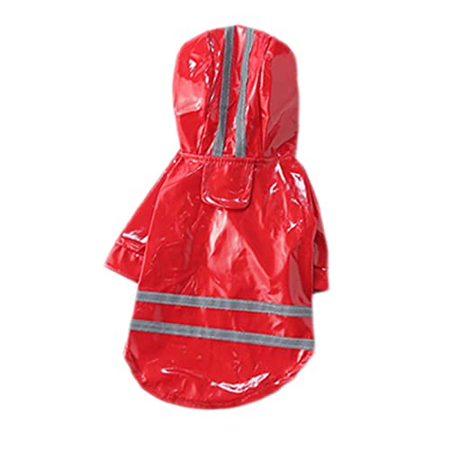 Hunderegenmäntel wasserdicht, Hunderegenmantel, wasserdicht, mit Kapuze, integriertem Geschirr, PU-Reflexstreifen, Hutkrempe, Mehrfarbig, mehrere Größen(Red,L) von YBAAKZIIR