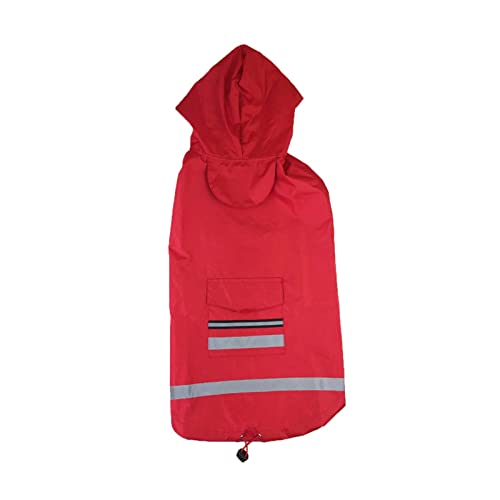 Hunderegenmäntel wasserdicht, Hunderegenmantel mit Zwei Beinen, Kapuze, Krempe, reflektierendem Streifen, Abschleppseilloch, Mehrfarbig, 3XL-5XL(Red,3XL) von YBAAKZIIR