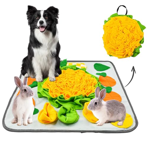YBCCBY Schnüffelmatte Hund Schnüffelteppich Kaninchen Waschbar Schnüffelspielzeug Hundespielzeug Intelligenz Futtermatte Trainingsmatte Schnüffeldecke Suchteppich für Haustier(56 * 56cm) von YBCCBY