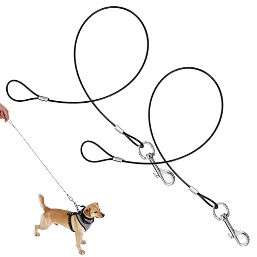 YBEATY Kaufeste Hundeleine, Metall, kaufest, 58,4 cm, robust, silberfarben, für mittelgroße Hunde, zum Zahnen, Welpen, Halsbänder, Geschirre, 2 Stück YBEATY Kaufeste Hundeleine, Metall, kaufest, 58,4 cm, robust, silberfarben, für mittelgroße Hunde, zum Zahnen, Welpen, Halsbänder, Geschirre, 2 Stück von YBEATY