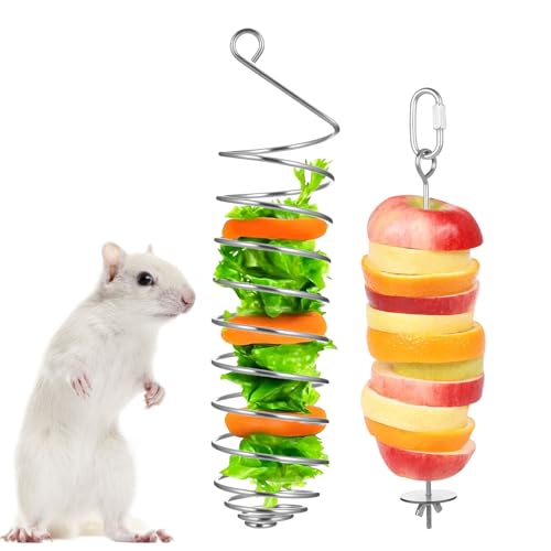 YBEATY Ratten-Anreicherungsspielzeug, Anreicherung, Futterspielzeug, Edelstahl, Gemüse, Spieß, Futtermittel, ausgefallene Mäuse, Käfigzubehör, Puzzle-Spielzeug, hängendes Nager-Spielzeug, langsames von YBEATY