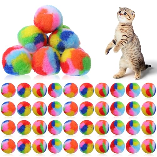 YBEATY Weiche Plüsch-Katzenbälle, 4,3 cm, Regenbogen-Pompon, Katzenspielzeugbälle, flauschiges Kitty-Jagd-Garn, Puffs für interaktives Spielen, Training, verschiedene Farben, leicht, 40 Stück YBEATY Weiche Plüsch-Katzenbälle, 4,3 cm, Regenbogen-Pompon, Katzenspielzeugbälle, flauschiges Kitty-Jagd-Garn, Puffs für interaktives Spielen, Training, verschiedene Farben, leicht, 40 Stück von YBEATY