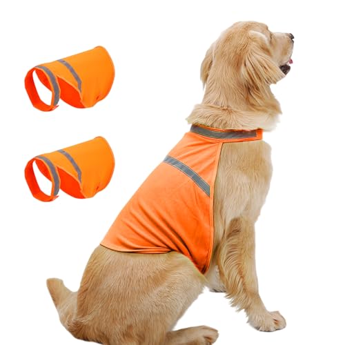 Hunde Sicherheitsweste, Warnweste Hund, Atmungsaktive Stoffe, Hohe Sichtbarkeit für Outdoor-Aktivitäten Tag und Nacht, Halten Sie Ihren Hund Sicher Sichtbar von Autos Jagd Unfälle (L, stück, 2) von YCBTREE