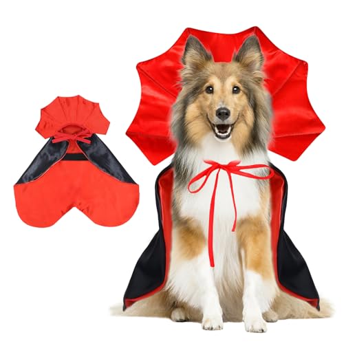 Hundekostüm Halloween, Hundekostüm Vampir Umhang, Schwarz/Rot Halloween Hund Katzen Kostüme, Dog Costume, für Kleine Mittlere Große Hunde und Haustier von YCICHE