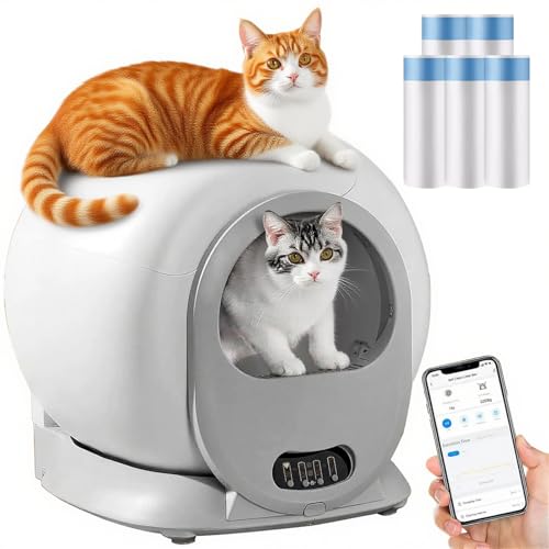 65L Electric Cat Litter Tray Self Cleaning, Infrared Sensor App Control Odour Elimination, Anti Pinch Closed Cat Toilet for Multiple Cats von YCKJXSMA