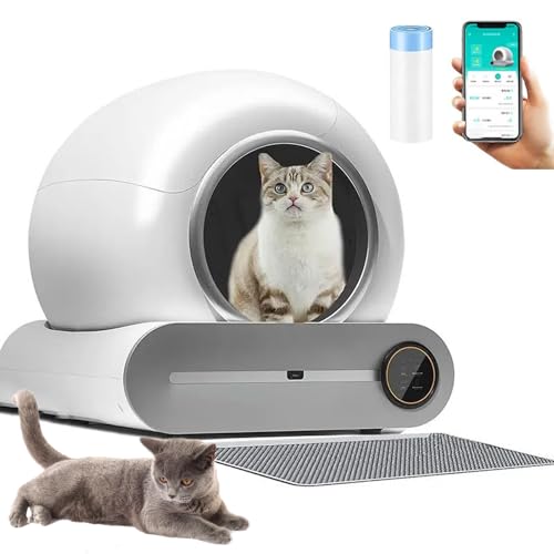 Selbstreinigende Katzentoilette Elektrisch Cat, Große Katzen Katzenklo Geschlossen, APP Steuerung Desodorierer Health Monitor mit 1 Rollen Müllsäcken und Katzenstreumatte Selbstreinigende Katzentoilette Elektrisch Cat, Große Katzen Katzenklo Geschlossen, APP Steuerung Desodorierer Health Monitor mit 1 Rollen Müllsäcken und Katzenstreumatte von YCKJXSMA