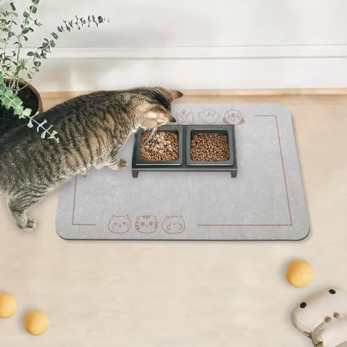 YCT Pet Feeding Mat, Dog Water Bowl Mat, Non-Slip Bottom Absorbent Pet Mat, Quick Dry Dog Cat & Dog Food Mat, Pet Supplies Mat, 11.8"x18.1" Beige von YCT