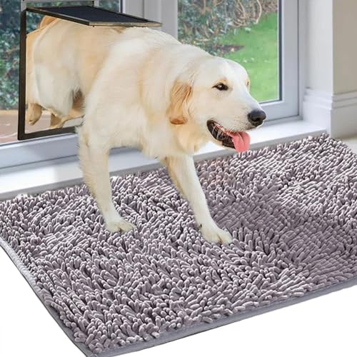 Cleany Matte Hund, Hunde Schmutzfangmatte, Hundeteppich Fussmatte Hund (Grau, 50x80cm) von YCYATS