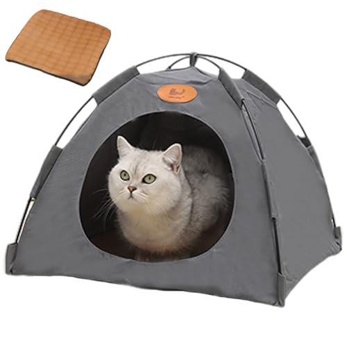 Katzen KüHlzelt, Tragbares Hundezelt, Haustierzelt FüR Innen Und AußEn, Atmungsaktiv Und Stabil, Abnehmbar Und Waschbar, Ideal Als KüHlzelt Strandzelt Oder Katzenhaus (Grey, S (Bis 2 kg)) von YCYATS