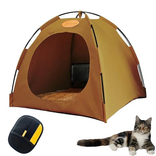 Katzen Kühlzelt – Tragbares Kühlzelt für Katzen, Natürlich Kühlend ohne Strom, Atmungsaktiv & Waschbar, Leicht Aufstellbar für Innen & Außen als Rückzugsort bei Sommerhitze (Braun, L: 48 * 48 * 42cm) Katzen Kühlzelt – Tragbares Kühlzelt für Katzen, Natürlich Kühlend ohne Strom, Atmungsaktiv & Waschbar, Leicht Aufstellbar für Innen & Außen als Rückzugsort bei Sommerhitze (Braun, L: 48 * 48 * 42cm) von YCYATS