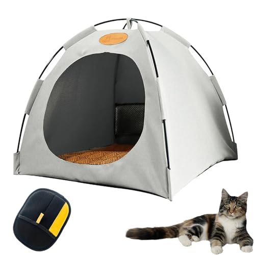 Katzen Kühlzelt – Tragbares Kühlzelt für Katzen, Natürlich Kühlend ohne Strom, Atmungsaktiv & Waschbar, Leicht Aufstellbar für Innen & Außen als Rückzugsort bei Sommerhitze (Grau, M: 40 * 40 * 38cm) Katzen Kühlzelt – Tragbares Kühlzelt für Katzen, Natürlich Kühlend ohne Strom, Atmungsaktiv & Waschbar, Leicht Aufstellbar für Innen & Außen als Rückzugsort bei Sommerhitze (Grau, M: 40 * 40 * 38cm) von YCYATS