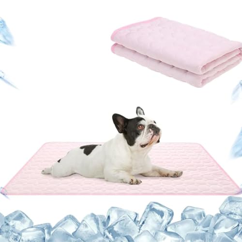 YCYATS Kühlmatte für Hunde Selbstkühlend, Premium Kühlmatte für Hunde Den Sommer, Washable Dog Cooling Mat Ice Silk Cooling Mat, Suitable for All Types of Pets (Pink, 2XL/150 * 100cm) von YCYATS