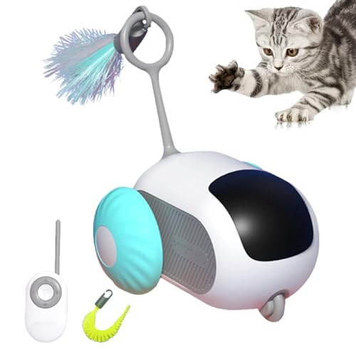 YCYATS Smartyflip Katzenspielzeug, Interaktives Katzen-SelbstglüCks- Und Langeweilelinderungsspielzeug, Automatisches Mobiles Autospielzeug (Blau) von YCYATS