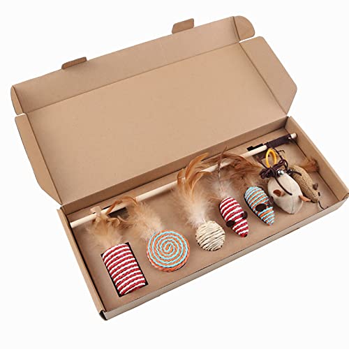 YCYUYK Katzenspielzeug, lustiger Stock mit Bällen und Glocken für Katzen, zum Spielen, Katzenspielzeug, für Indoor-Katzen, 7 Stück YCYUYK Katzenspielzeug, lustiger Stock mit Bällen und Glocken für Katzen, zum Spielen, Katzenspielzeug, für Indoor-Katzen, 7 Stück von YCYUYK