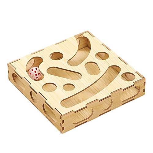 YCYUYK Katzenspielzeug Puzzle Box Holz Leckerli Labyrinth Kratzbaum Peek Spielzeugbox Spaß Interaktives Katzenspielzeug Spaß Verstecken und Suchen von YCYUYK