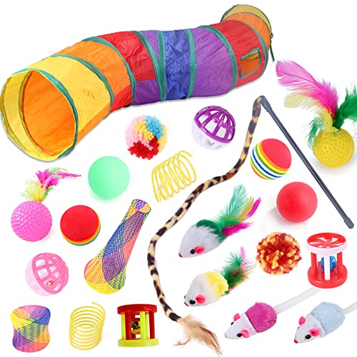 YCYUYK Katzenspielzeug Set Spiralfedern Sortierte Katzenbälle mit Glöckchen Knistern Pelz Katzenmaus Katzenspielzeug Variety Pack für Katzen Kätzchen Interaktives Set-12 von YCYUYK