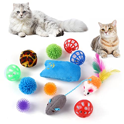 YCYUYK Katzenspielzeug Set Spiralfedern Sortierte Katzenbälle mit Glöckchen Knistern Pelz Katzenmaus Katzenspielzeug Variety Pack für Katzen Kätzchen Interaktives Set-20 von YCYUYK